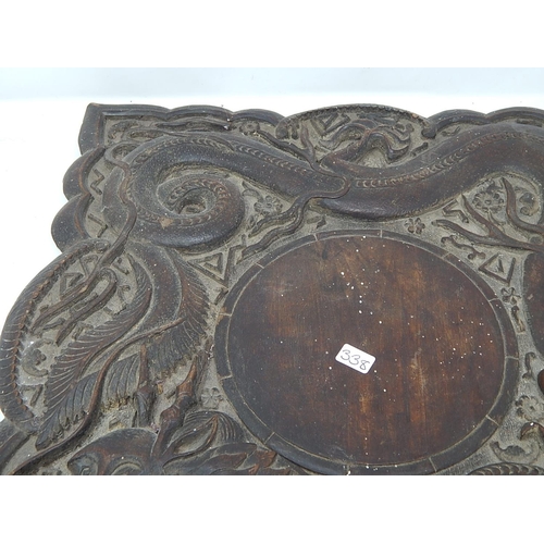 338 - Carved Small Table top - Will make a great piece when  restored