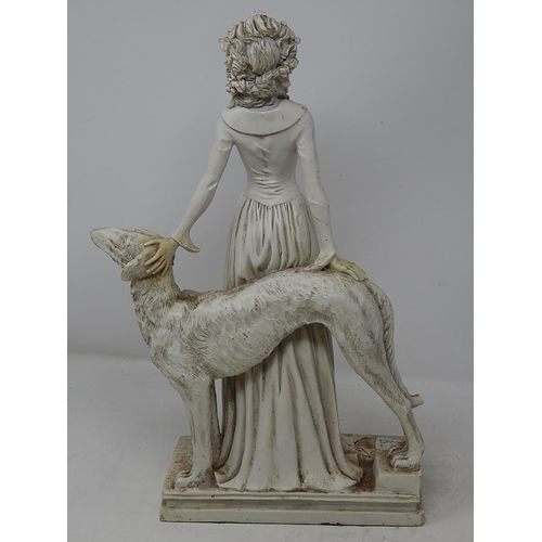 447 - Large Lady & Hound Figure