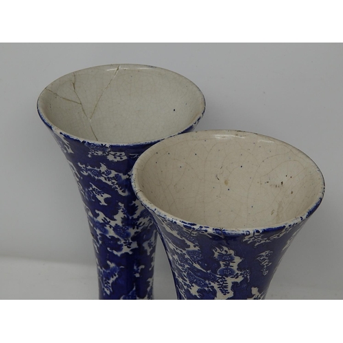 464 - 2 Matching Blue Print Vases