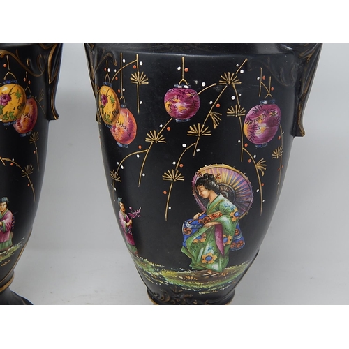 663 - x2Large Oriental Hand painted Vases