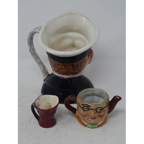 670 - Character Toby Jug of a Captain + 2 miniatures