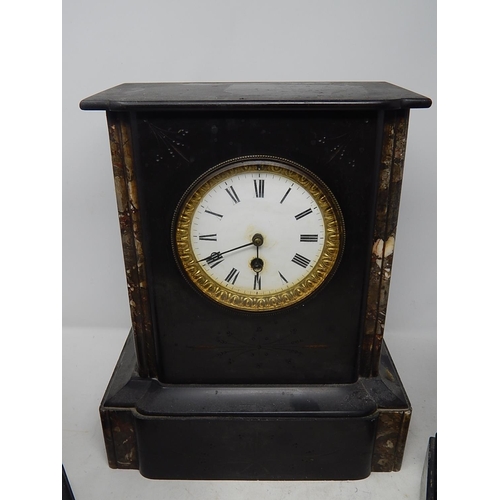 674 - Large Mantle Clock & Garnitures