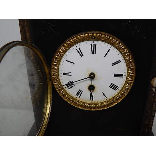 674 - Large Mantle Clock & Garnitures