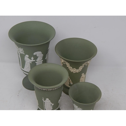 680 - X4 Wedgwood Green Vases