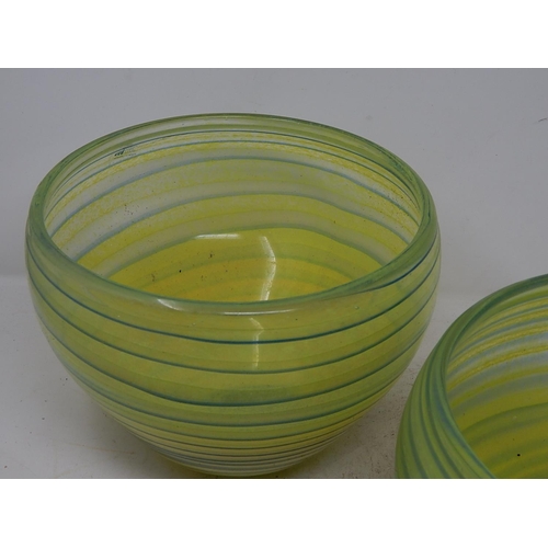 769 - X2 Green Swirl Glass Bowls