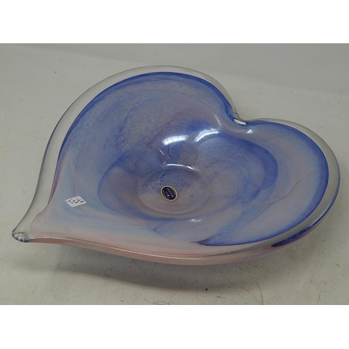 772 - Pink/Purple Swirl Glass Heart Dish