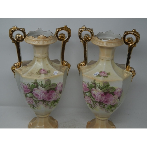 811 - X2 Matching Floral Tall Vases