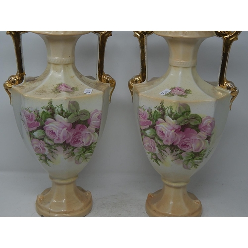 811 - X2 Matching Floral Tall Vases