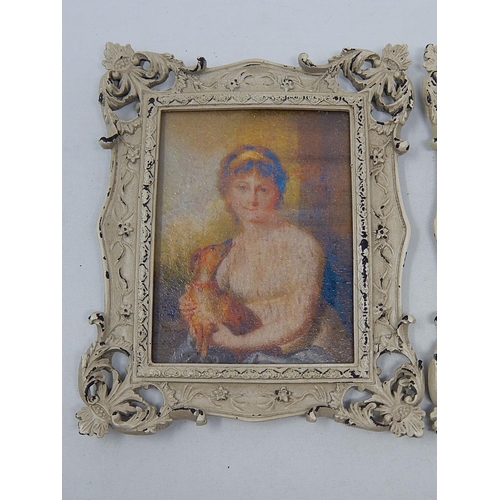 303 - Framed Miniature Pictures of a Victorian Gentleman & Lady: Measuring 15cm x 11cm