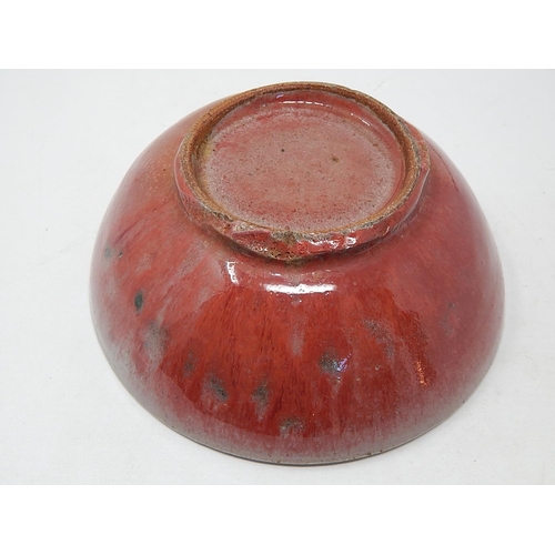 319 - Chinese C18th Red Glazed Bowl: Measures 17cm Diameter