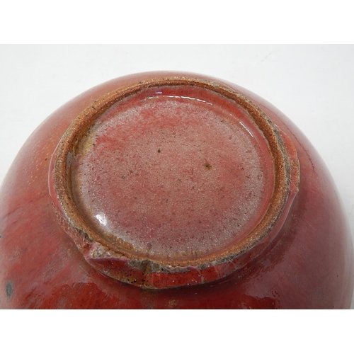 319 - Chinese C18th Red Glazed Bowl: Measures 17cm Diameter