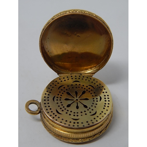 246 - George III, 18ct Gold Vinaigrette: Hallmarked London 1818 by Giles Loyer: Weight 15.3g