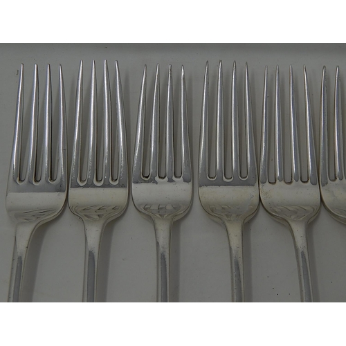 251 - Set of 11 Victorian Scottish Dinner Forks: Hallmarked Glasgow 1858 by William Clarke Shaw: Length 21... 