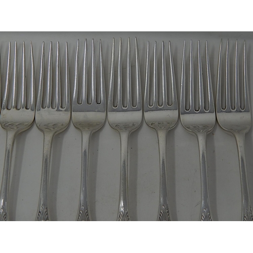 251 - Set of 11 Victorian Scottish Dinner Forks: Hallmarked Glasgow 1858 by William Clarke Shaw: Length 21... 