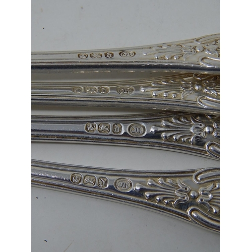 253 - Set of 4 Victorian Silver Dessert Spoons: Hallmarked Sheffield 1896 by John Round: Length 19cm: Gros... 