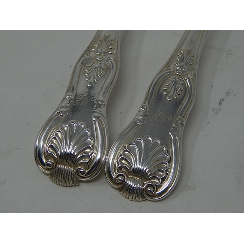 254 - Pair of Silver Serving Spoons: Hallmarked London 1836 by William Eley & London 1843 by George Adams:... 