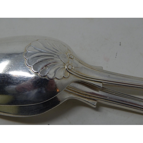 254 - Pair of Silver Serving Spoons: Hallmarked London 1836 by William Eley & London 1843 by George Adams:... 