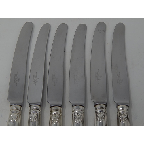 255 - Set of 6 Victorian Silver Handled Kings Pattern Dinner Knives: Hallmarked London 1861 by George Adam... 