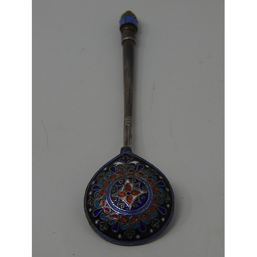 277 - C19th Russian Silver Cloisonne Enamel Spoon: Hallmarked Moscow 1887: 84 Standard with Assay Masters ... 