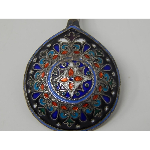 277 - C19th Russian Silver Cloisonne Enamel Spoon: Hallmarked Moscow 1887: 84 Standard with Assay Masters ... 