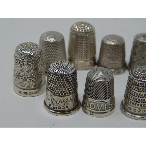 279 - 12 x Hallmarked Silver Thimbles; Several Examples by Charles Horner. One Embossed 