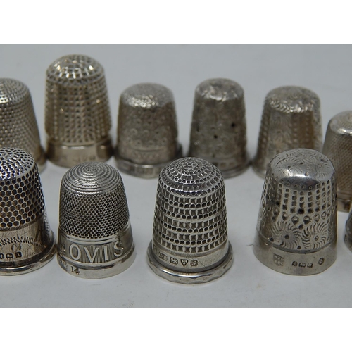 279 - 12 x Hallmarked Silver Thimbles; Several Examples by Charles Horner. One Embossed 