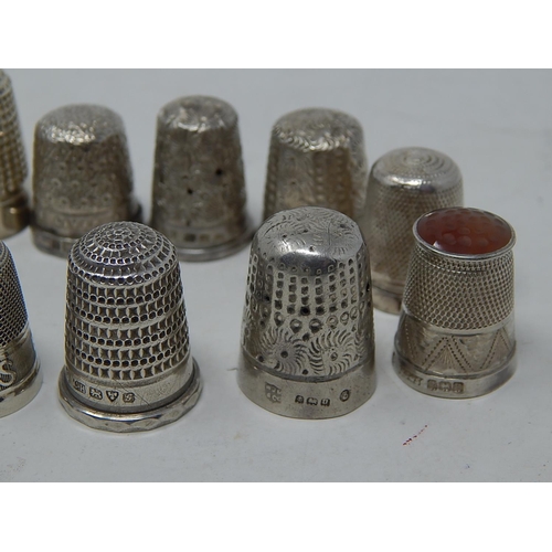 279 - 12 x Hallmarked Silver Thimbles; Several Examples by Charles Horner. One Embossed 