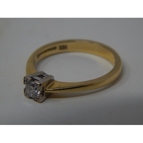 229 - 18ct Gold Diamond Solitaire Ring: 0.25ct: Size P: Gross weight 3.8g