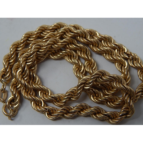 234 - 9ct Yellow Gold Rope Chain: Weight 7.8g