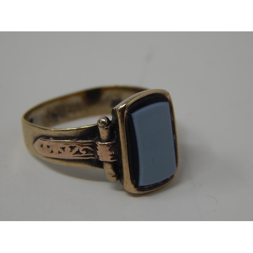 244 - Georgian Gold Ring Set with Blue Stone Panel: Probably French c.1820: Size M