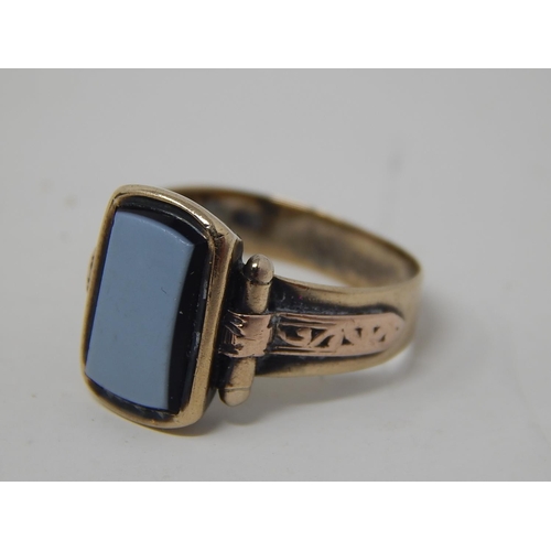 244 - Georgian Gold Ring Set with Blue Stone Panel: Probably French c.1820: Size M