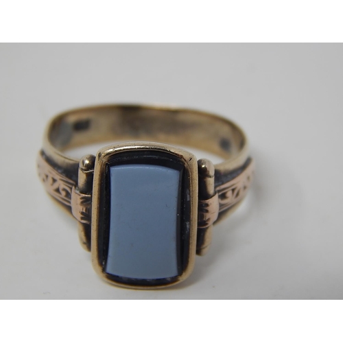 244 - Georgian Gold Ring Set with Blue Stone Panel: Probably French c.1820: Size M