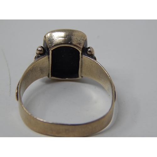 244 - Georgian Gold Ring Set with Blue Stone Panel: Probably French c.1820: Size M