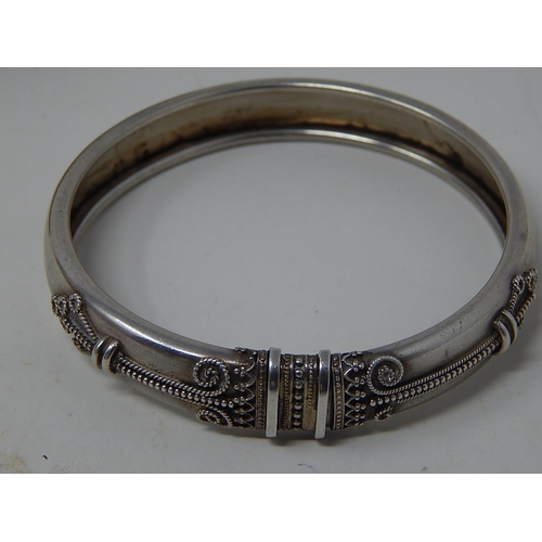 289 - Continental Silver Bangle with Applied Decoration.