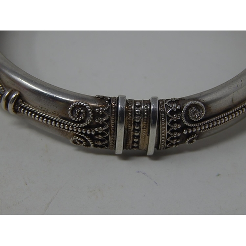 289 - Continental Silver Bangle with Applied Decoration.