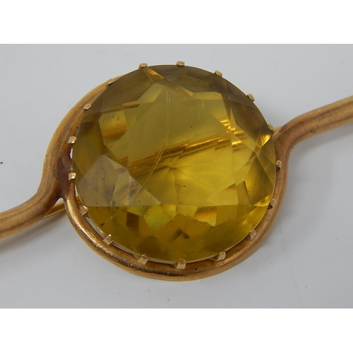 293 - Large Tests Gold Brooch Inset with a Large Citrine A/F Measures 10cm wide