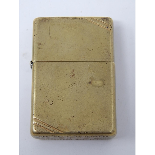 343 - Early Brass Zippo Petrol Lighter