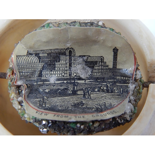 347 - Unusual C19th Alabaster Viewer Containing Two Scenes of Crystal Palace & The Tower of London: A/F