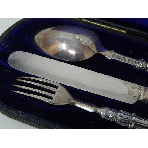 298 - Matched Silver Christening Set in Fitted Case: Spoon & Fork Hallmarked Birmingham 1848 by Hilliard &... 