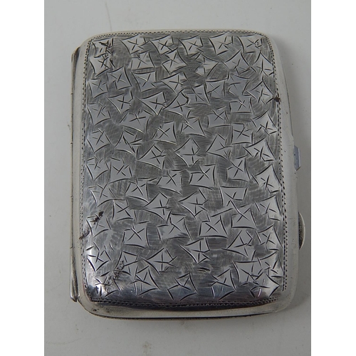 194 - Edwardian Silver Cigarette Case with Presentation Inscription: Hallmarked Birmingham 1908 by John Gr... 