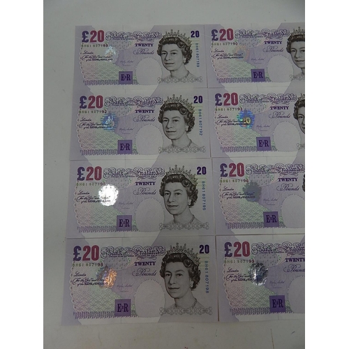 98 - 12 x Lowther Uncirculated £20 Notes: Consequential Numbers: BH61 807189 - BH61 807200