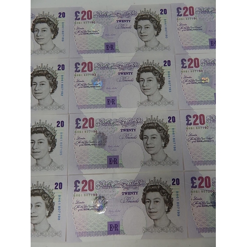 98 - 12 x Lowther Uncirculated £20 Notes: Consequential Numbers: BH61 807189 - BH61 807200