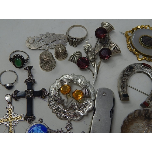 225 - Jewellery & small items miscellaneous collection
Three silver Scottish brooches
A mourning brooc... 