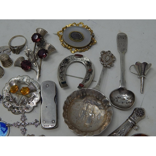 225 - Jewellery & small items miscellaneous collection
Three silver Scottish brooches
A mourning brooc... 