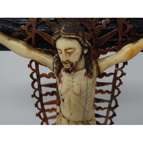 330 - Polychrome Ivory Crucifix Indo Portuguese Goa, 17th C
H400mm x W160mm