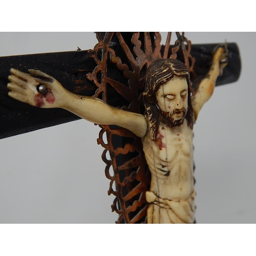 330 - Polychrome Ivory Crucifix Indo Portuguese Goa, 17th C
H400mm x W160mm