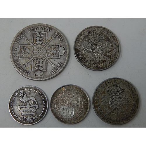 78 - George IV Shilling 1826: Victoria Double Florin 1890: Victoria Shilling 1895, George VI Two Shilling... 