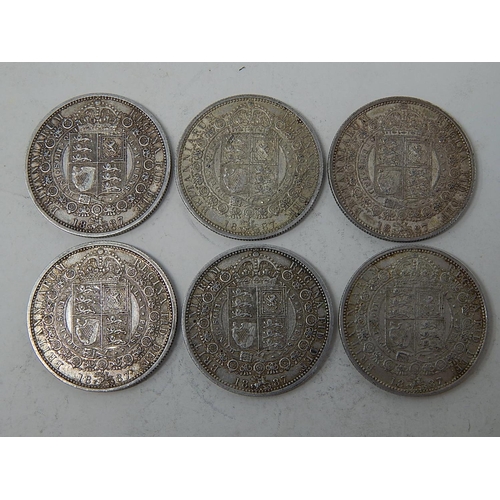 82 - 6 x Queen Victoria Silver Half Crowns 1887