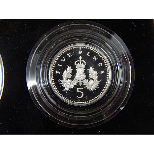 67 - 1990 Silver Proof Five Pence Two Coin Set in Case of Issue with C.O.A