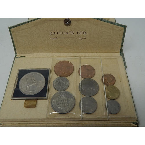 63 - QEII 1953 Coronation Coin Sets by Jeffcoats Ltd, Two in Folders (3)